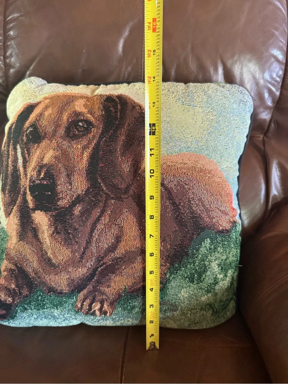 Dachshund Tapestry Throw Pillow - Brown Dog Design